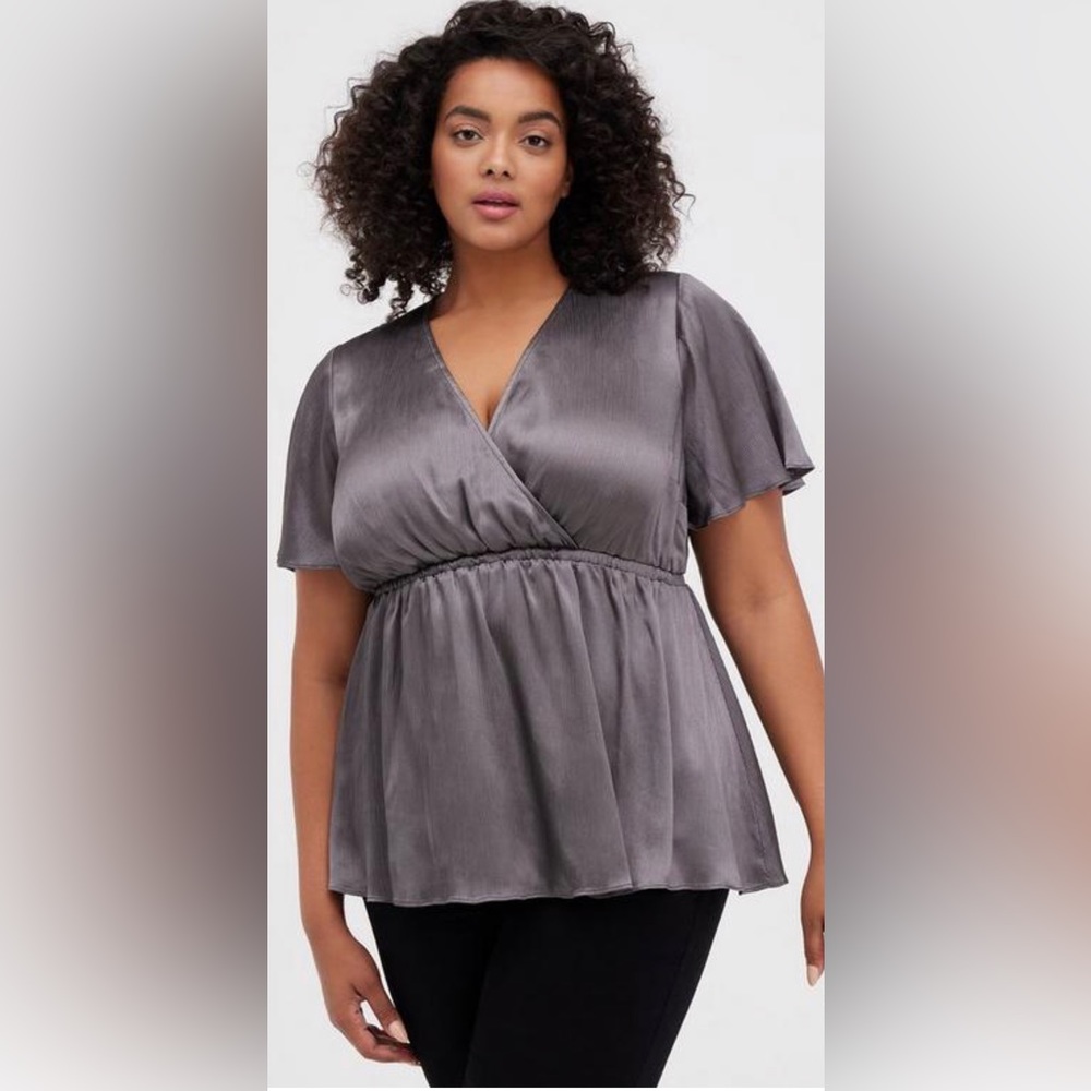 Torrid Lily Babydoll Shiny Gauze Surplice Top